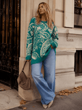 Jade Paisley-Patterned Long-Sleeve Knit Pullover | T22068